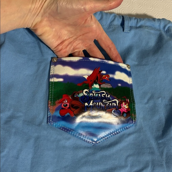 Disney Parks Splash Mountain Drawstring Canvas Backpack Blue RARE - Picture 5 of 9